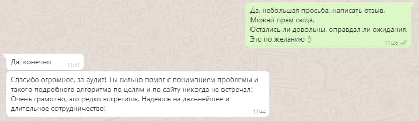 Отзыв интернет-магазина электросамокатов об аудите Директа